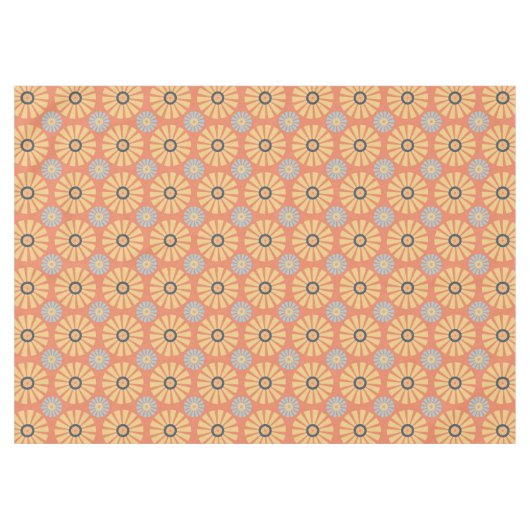 Retro Abstrablau und Orange Daisies Muster Tischdecke (Vorderseite (Horizontal))