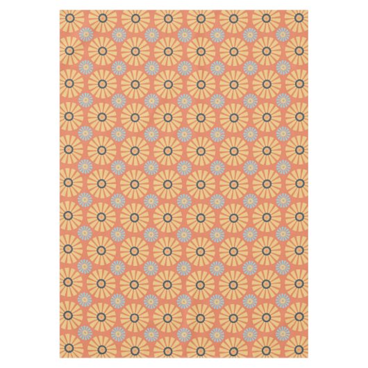 Retro Abstrablau und Orange Daisies Muster Tischdecke (Vorderseite)