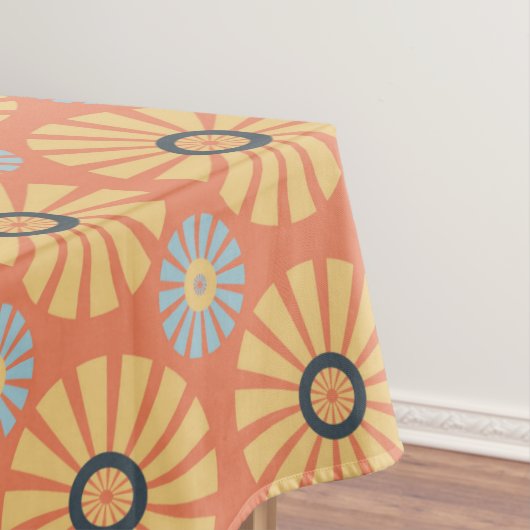 Retro Abstrablau und Orange Daisies Muster Tischdecke (Beispiel)
