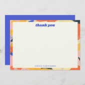 Retro Abstract Botanical Custom Cute Baby Shower Dankeskarte (Vorne/Hinten)