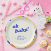 Retro Abstract Botanical Fun Baby Shower Custom Pappteller (Party)