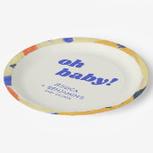 Retro Abstract Botanical Fun Baby Shower Custom Pappteller (Schrägansicht)
