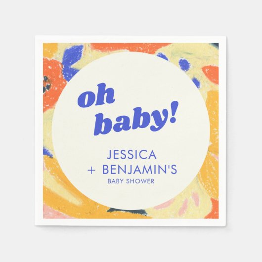 Retro Abstract Botanical Fun Baby Shower Custom Serviette (Vorderseite)