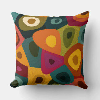 Retro Abstract Color Block Modern Throw Pillow Kissen