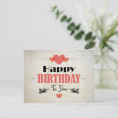 Retro Abstract Cream Birthday Card Postkarte (Stehend Vorderseite)