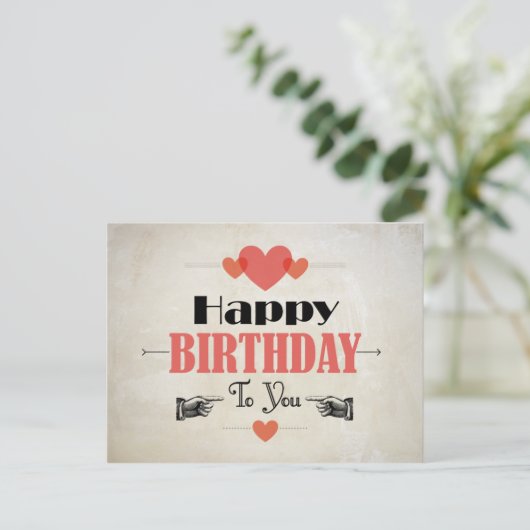 Retro Abstract Cream Birthday Card Postkarte (Stehend Vorderseite)