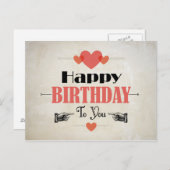 Retro Abstract Cream Birthday Card Postkarte (Vorne/Hinten)