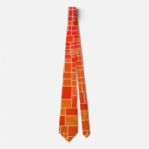 "Retro Abstract Geometric" Men's Orange Gold Fun Krawatte