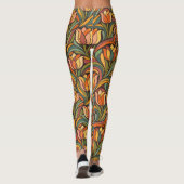 Retro Abstract Orange Tulip Floral Yoga Style  Leggings (Rückseite)