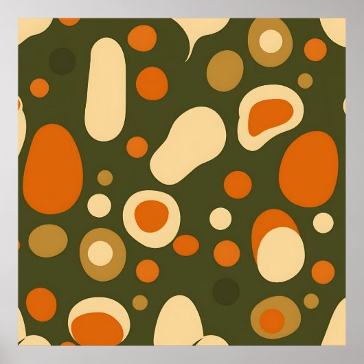 Retro Abstract Organic Shapes Pattern Poster (Vorne)