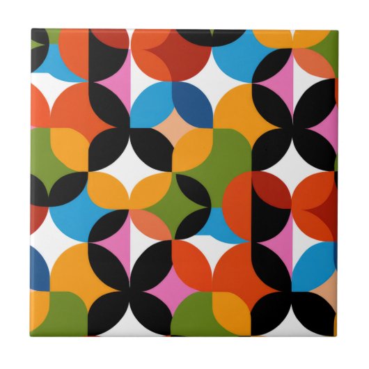 Retro Abstract Pattern Bold Mid Century Modern Fliese (Vorderseite)