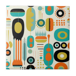 Retro Abstract Pattern Colorful Mid Century Modern Fliese