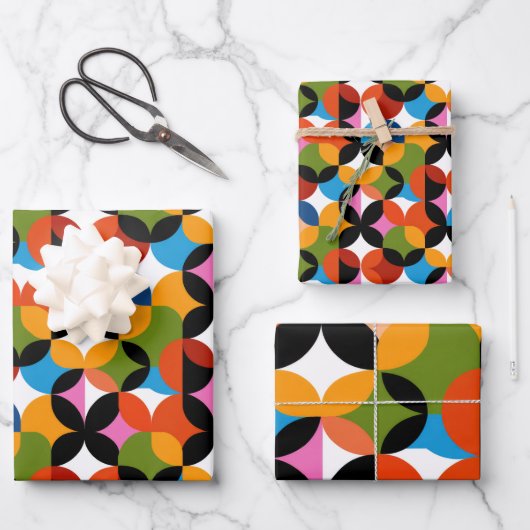 Retro Abstract Pattern Colorful Mid Century Modern Geschenkpapier Set (Vorderseite)