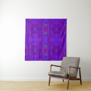 Retro Abstract Purple and Royal Blue Pattern Wandteppich