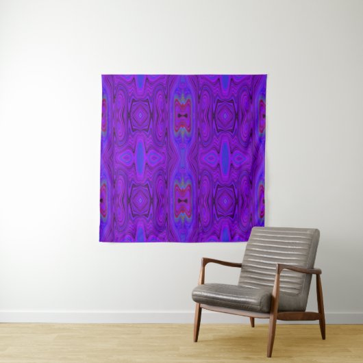 Retro Abstract Purple and Royal Blue Pattern Wandteppich (Beispiel)