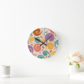 Retro Abstract Swirl Pastel Throw Pillow Runde Wanduhr (Zuhause)