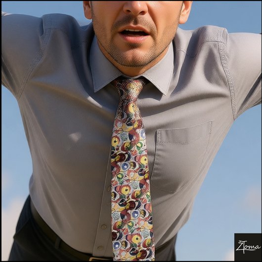 Retro Abstract Tie Muted Primary Colors Krawatte