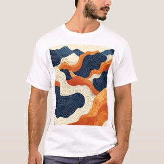 Retro-Abstract-Topografische Konturlinien-Kunst Vi T-Shirt