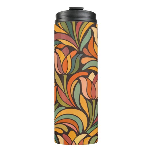 Retro Abstract Tulip Floral Pattern Thermosbecher (Vorderseite)