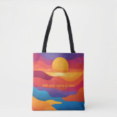 Retro-abstracte wellige Sonnenuntergangs-Custom-Na Tasche (Vorderseite)