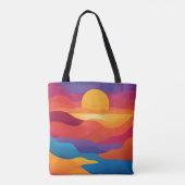 Retro-abstracte wellige Sonnenuntergangs-Custom-Na Tasche (Rückseite)