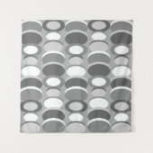 Retro Abstrakt Art Circles Grau Wandteppich (Vorderseite (Horizontal))