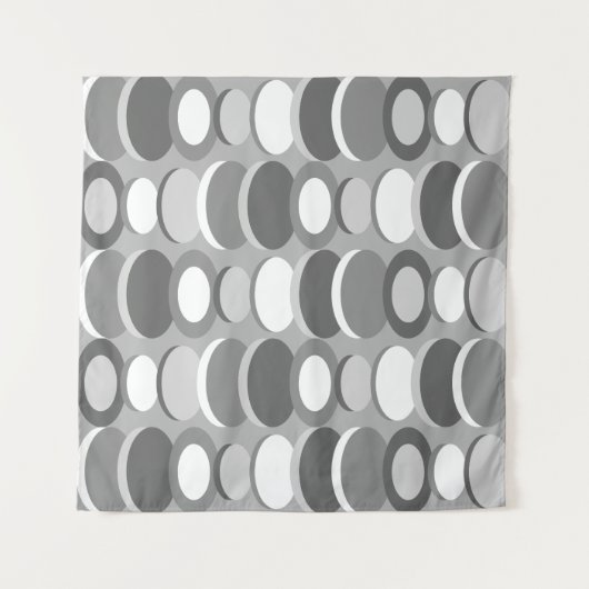 Retro Abstrakt Art Circles Grau Wandteppich (Vorderseite)