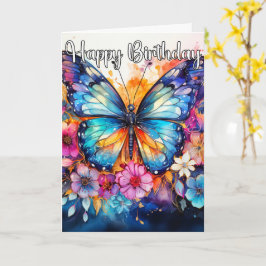 Retro Abstrakt Artistic Butterfly | Happy Birthday Karte