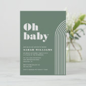 Retro Abstrakt Baby Dusche | Einladung (Stehend Vorderseite)