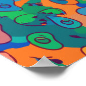 Retro Abstrakt Blue Green Doodline Art Poster (Ecke)