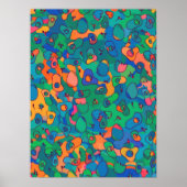 Retro Abstrakt Blue Green Doodline Art Poster (Vorne)