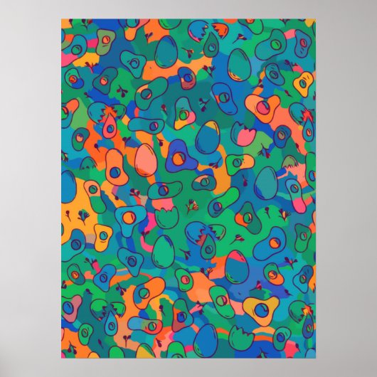 Retro Abstrakt Blue Green Doodline Art Poster (Vorne)