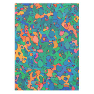 Retro Abstrakt Blue Green Doodline Art Tischdecke