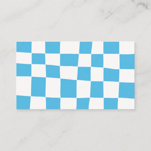 Retro Abstrakt Blue White Checkerboard Künstlerisc Visitenkarte (Rückseite)