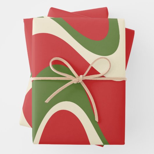 Retro Abstrakt Boho Trippy Christmas Patterns Geschenkpapier Set (Beispiel)