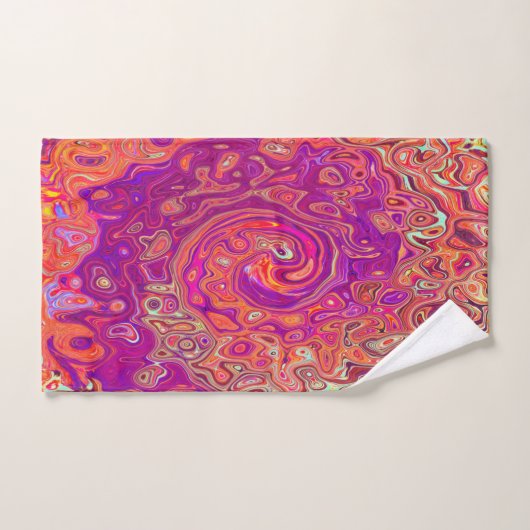 Retro Abstrakt Coral und Lila Marmorwirbel Badhandtuch Set (Handtuch)