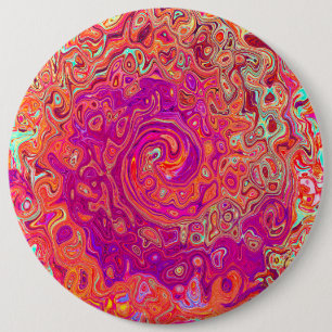 Retro Abstrakt Coral und Lila Marmorwirbel Button