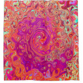 Retro Abstrakt Coral und Lila Marmorwirbel Duschvorhang (Vorderseite)