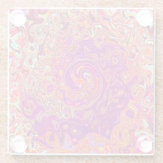 Retro Abstrakt Coral und Lila Marmorwirbel Glasuntersetzer (Rückseite)