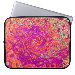 Retro Abstrakt Coral und Lila Marmorwirbel Laptopschutzhülle
