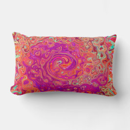 Retro Abstrakt Coral und Lila Marmorwirbel Lendenkissen