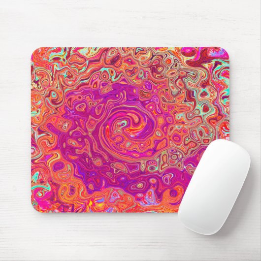 Retro Abstrakt Coral und Lila Marmorwirbel Mousepad (Mit Mouse)