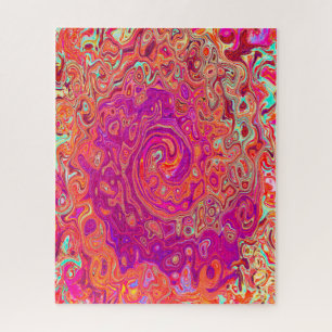 Retro Abstrakt Coral und Lila Marmorwirbel Puzzle