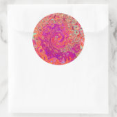 Retro Abstrakt Coral und Lila Marmorwirbel Runder Aufkleber (Tasche)