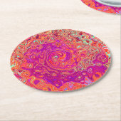 Retro Abstrakt Coral und Lila Marmorwirbel Runder Pappuntersetzer (Angewinkelt)