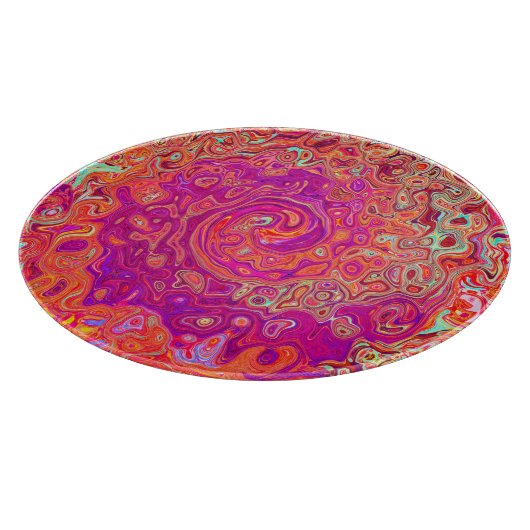 Retro Abstrakt Coral und Lila Marmorwirbel Schneidebrett (Ecke)