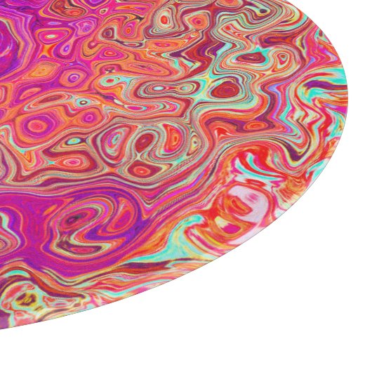 Retro Abstrakt Coral und Lila Marmorwirbel Schneidebrett (Ecke)