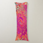 Retro Abstrakt Coral und Lila Marmorwirbel Seitenschläferkissen (Vorderseite Vertikal)