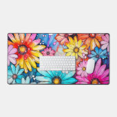 Retro Abstrakt Daisy Blume Schreibtischunterlage (Tastatur & Maus)