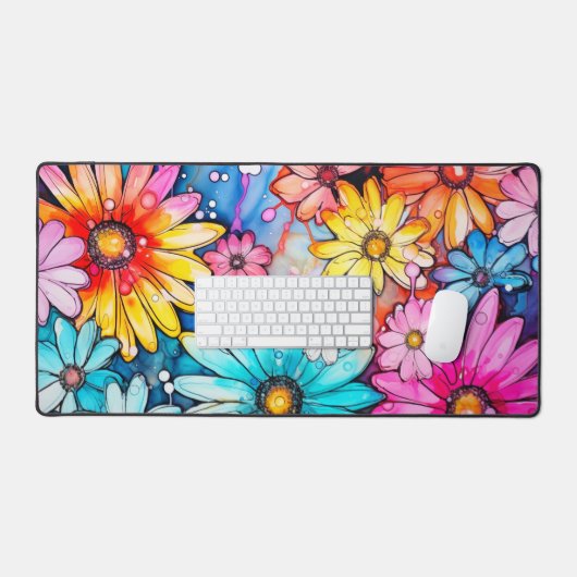 Retro Abstrakt Daisy Blume Schreibtischunterlage (Tastatur & Maus)
